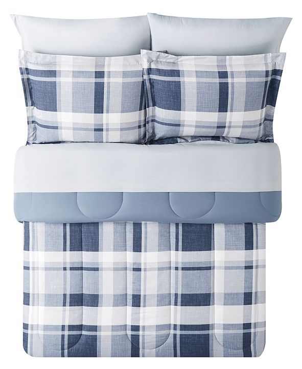 Pem America Chambray Plaid Full 8PC Comforter Set & Reviews - Bed in a Bag - Bed & Bath - Macy&#39;s