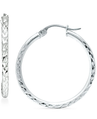 Giani Bernini Small Textured Hoop Earrings in Sterling Silver, 1