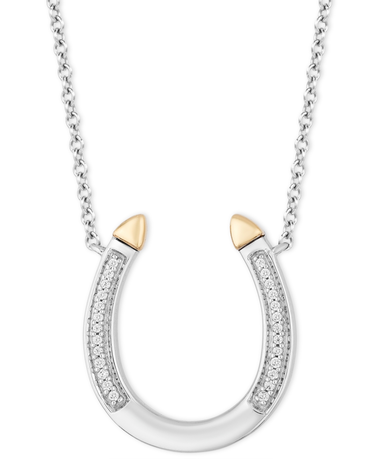 Hallmark Diamonds Tokens by Hallmark Diamonds Horseshoe Luck pendant (1/20 ct. t.w.) in Sterling Silver & 14k Gold, 16" + 2" extender
