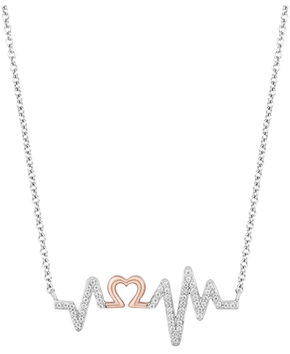 Hallmark Diamonds Tokens by Hallmark Diamonds Heartbeat Love pendant (1/6 ct. t.w.) in Sterling Silver & 14k Rose Gold, 16" + 2" extender