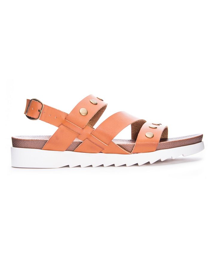 Dirty Laundry Women's CEE CEE Flat Sandal - Studded Strappy Upper, Mixed Molded Footbed