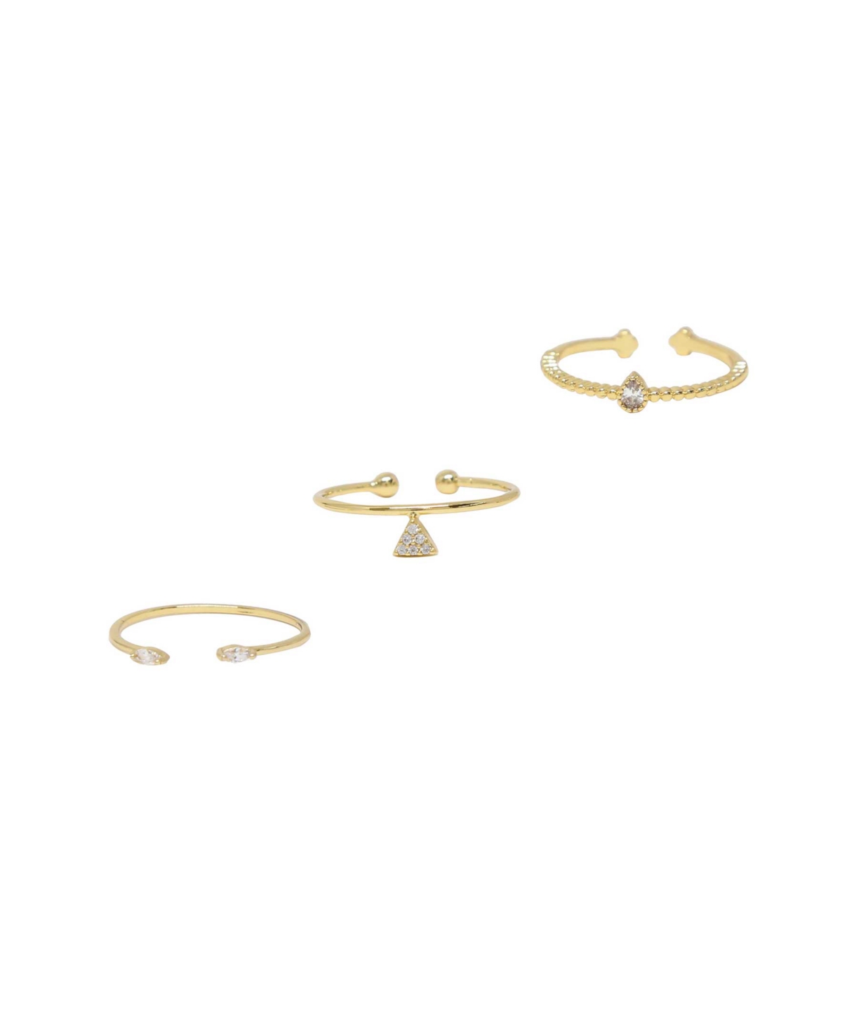 Crystal Poppy Adjustable Ring Set - Gold