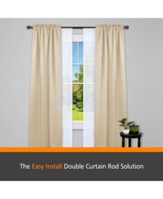 Kenney Fast Fit Easy Install Birkin 5/8 Inch Double Curtain Rod for Window Decoration