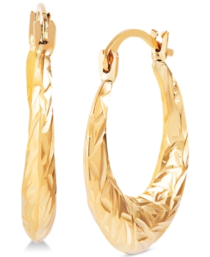 image of Small Textured Hoop Earrings in 14k Gold