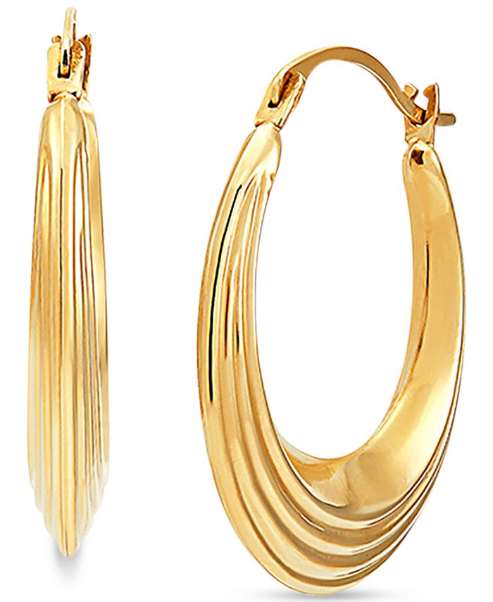 Macy's Small Ridge Texture Hoop Earrings in 14k Gold - Macy's