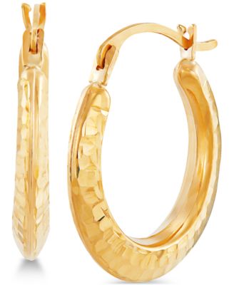 Macy's Hammered Hoop Earrings In 14k Gold - Macy's