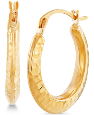 image of Hammered Hoop Earrings in 14k Gold