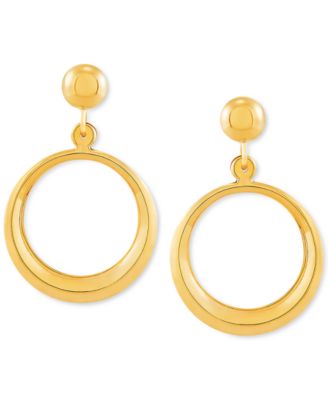 14k gold drop hoop earrings