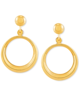 image of Polished Drop Hoop Earrings in 14k Gold