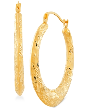 image of Small Basket Weave Texture Hoop Earrings in 14k Gold
