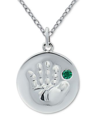 Giani Bernini Crystal Birth Month Handprint Disc 18 Pendant in Sterling Silver Created for Macys - May 31$