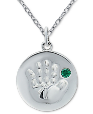 Giani Bernini Crystal Birth Month "handprint" Disc 18" Pendant In Sterling Silver, Created For Macy's In May