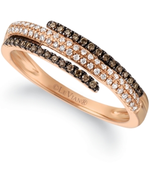 image of Le Vian Chocolatier Chocolate Diamonds (1/10 ct. t.w.) & Vanilla Diamonds (1/10 ct. t.w.) Ring in 14k Rose Gold