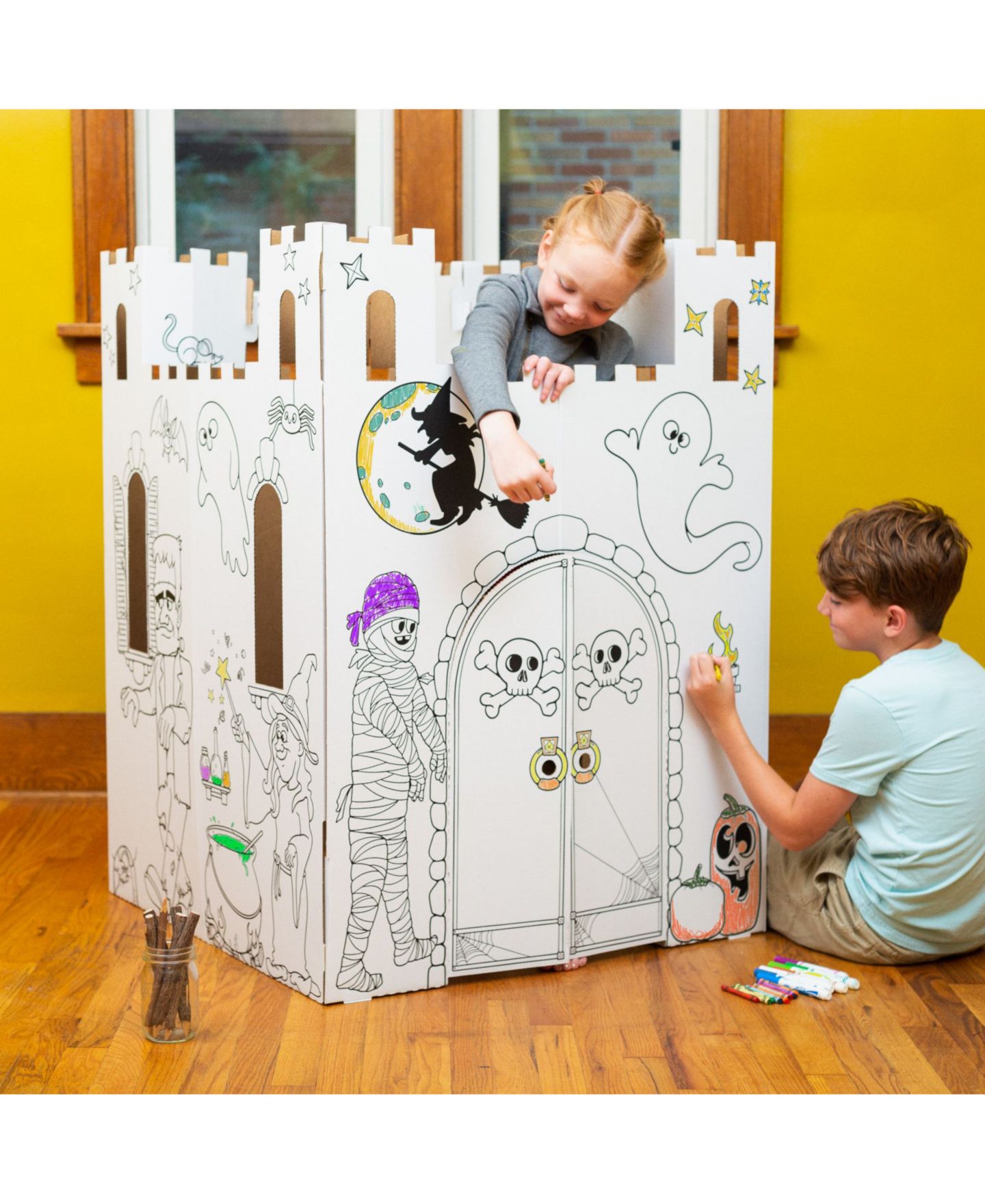 Детская игрушка Style Me Up! Haunted Castle Color 1-Piece Cardboard Playhouse, Ages 4+ — фото 2
