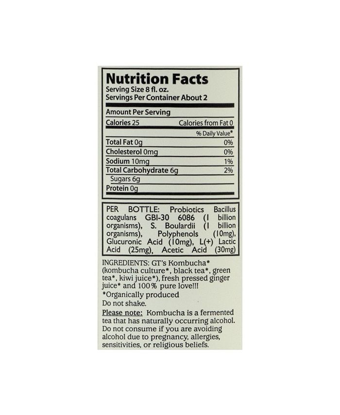 Organic Raw Kombucha Gingerade, Count 6
