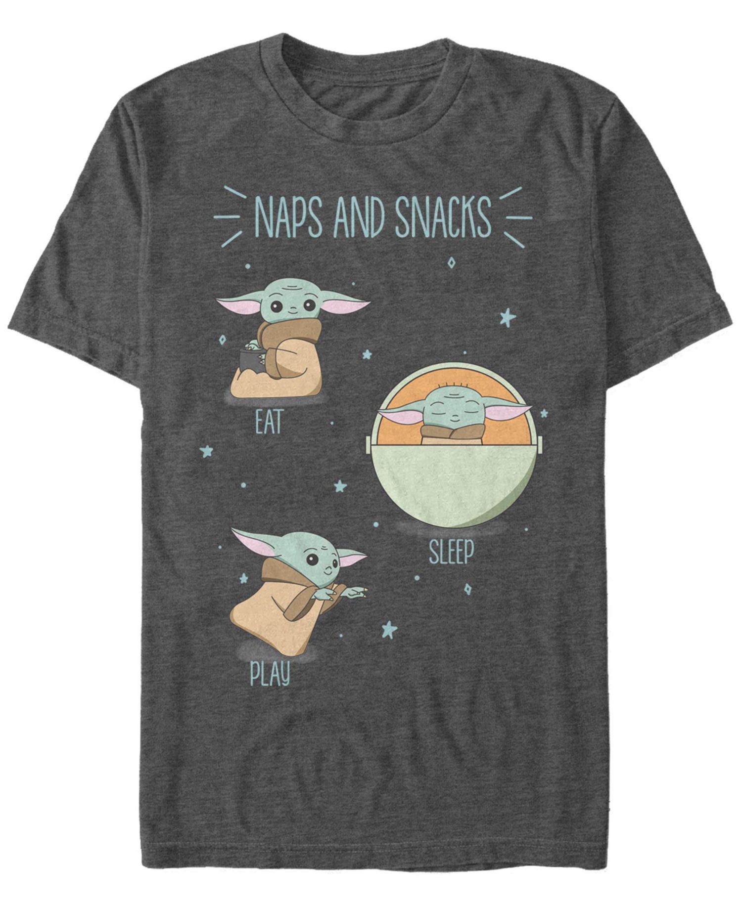Men's Star Wars The Mandalorian The Child Naps and Snacks Doodles Short Sleeve T-shirt
