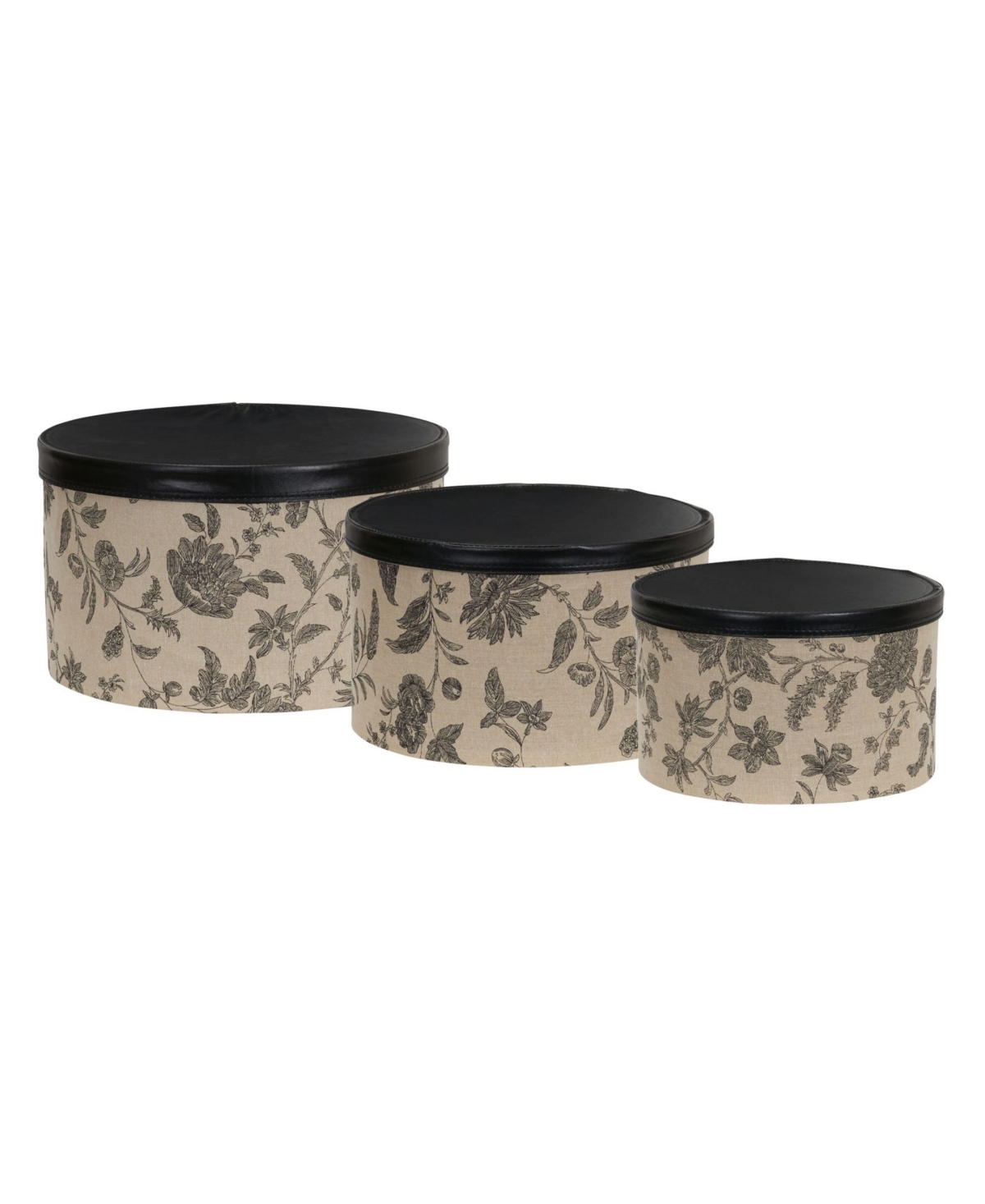 Shop Household Essentials Round Hat Boxes, Set Of 3 In Floral