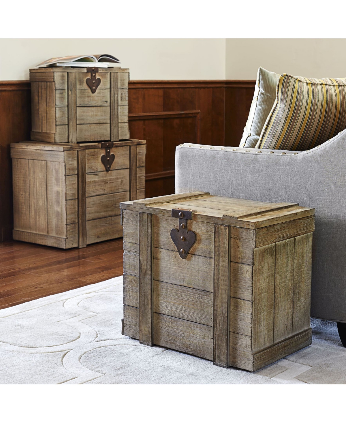 Household Essentials Wood Home Trunk Medium In Multi Color