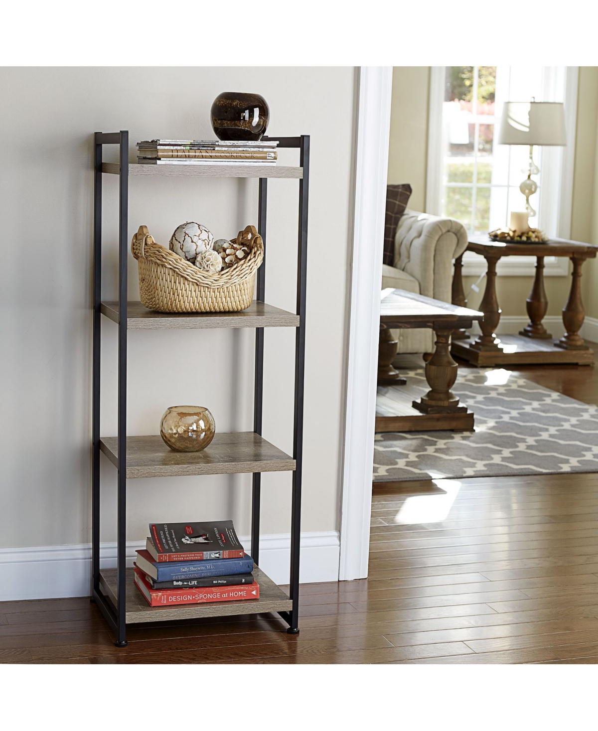 Household Essential Ashwood -Shelf Storage Tower