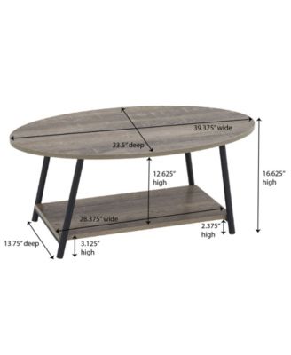 Household Essential Oval Coffee Table 2 Tier With Storage Shelf