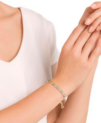 Diamond Accent Heart  X Link Bracelet in Silver Plate