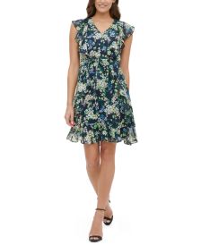 Madeline Floral-Print Ruffled Fit & Flare  Dress