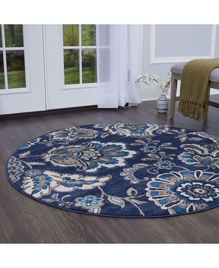 Global Rug Designs Haven Hav08 Navy 7'10" x 7'10" Round Rug Macy's