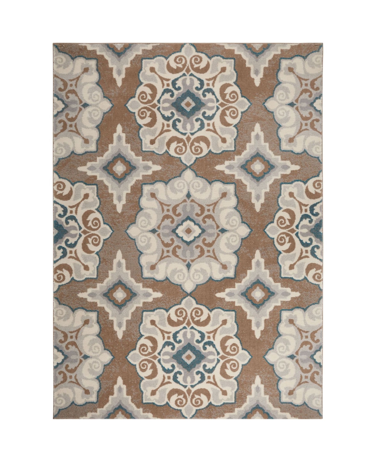Global Rug Designs Haven Hav11 Taupe and Blue 7'10in x 10'5in Area Rug - Taupe, Blue