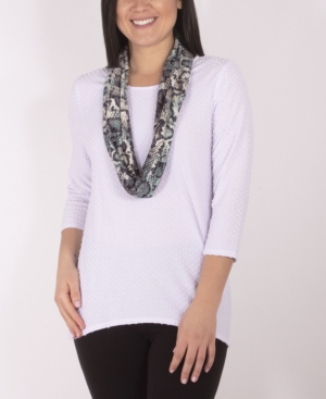 Ny Collection Women's Plus Size Top with Scarf