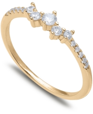 Shop Giani Bernini Cubic Zirconia Scattered Band In 18k Gold-plated Sterling Silver, Created For Macy's In Gold Over Silver