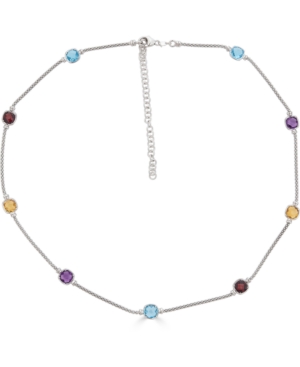 image of Multi-Gemstone Station Statement Necklace (8-1/5 ct. t.w.) in Sterling Silver, 18