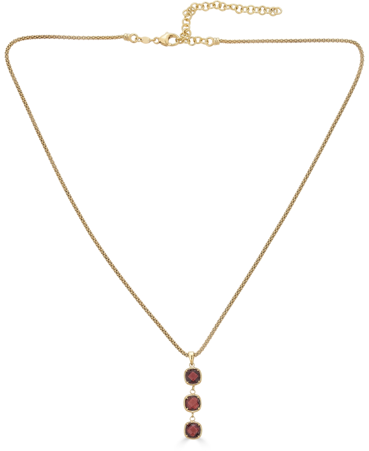 Macy's Lapis Lazuli Triple Drop Pendant Necklace In 14k Gold-plated Sterling Silver, 18 + 3" Extender (also In Garnet