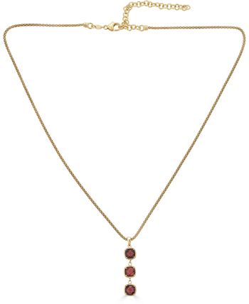 Macy's Rhodolite Garnet Three Stone Dangle Pendant Necklace (2-3/8 ct ...