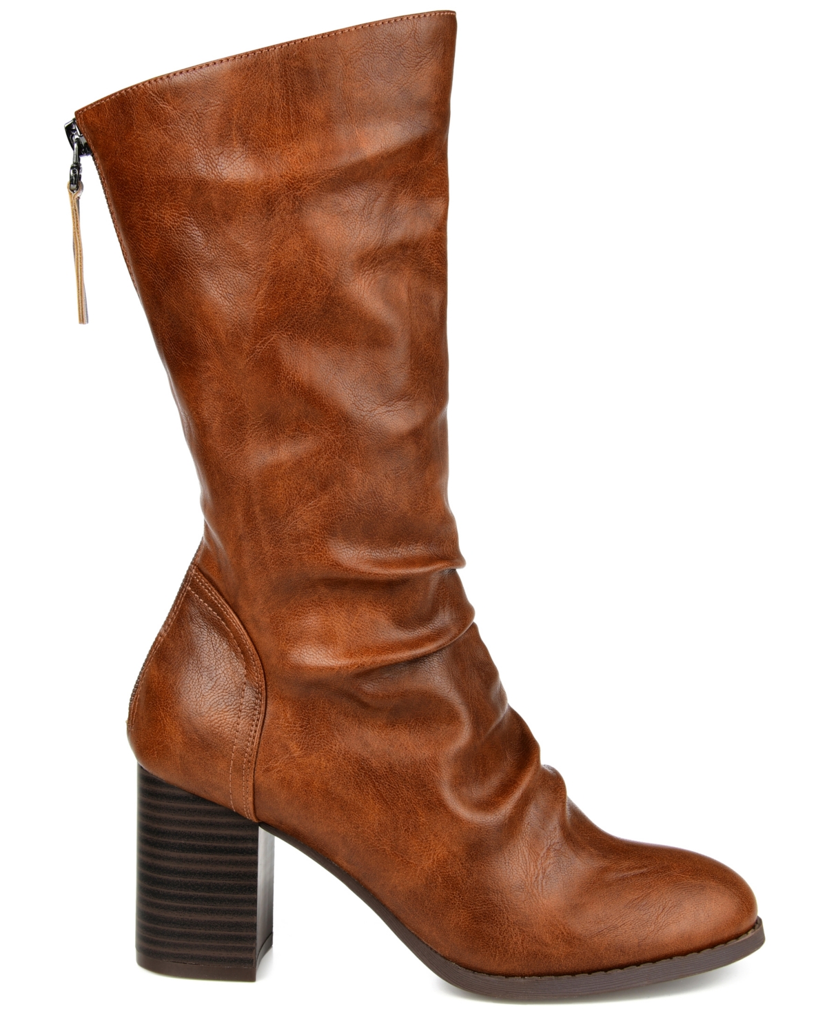 Journee Collection Women's Sequoia Rouched Block Heel Mid Shaft Boots