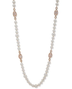 image of Anne Klein Gold-Tone Pave, Stone & Imitation Pearl 42