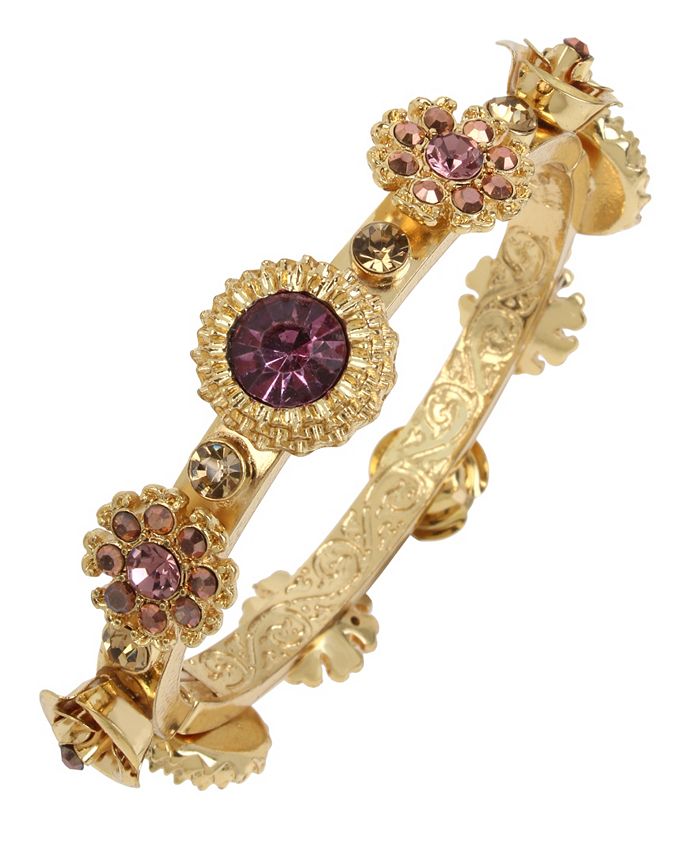 MIRIAM HASKELL New York Stone Flower Hinged Bangle Bracelet - Macy's