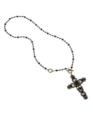 image of Miriam Haskell New York Cross Pendant Rosary Long Necklace