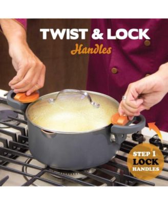 5 Qt. Non-Stick Ti-Ceramic Pasta Pot with Built-In Strainer and Twist N' Lock Handles