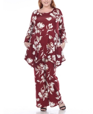 White Mark Women's Plus Size Head to Toe Printed 2 Piece Set