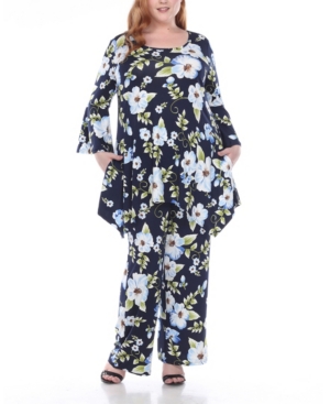 White Mark Women's Plus Size Head to Toe Printed 2 Piece Set