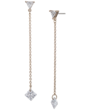 image of Givenchy Crystal & Chain Linear Drop Earrings