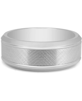 Macy's - Men's Textured Bevel Band in White Ion-Plated Tantalum