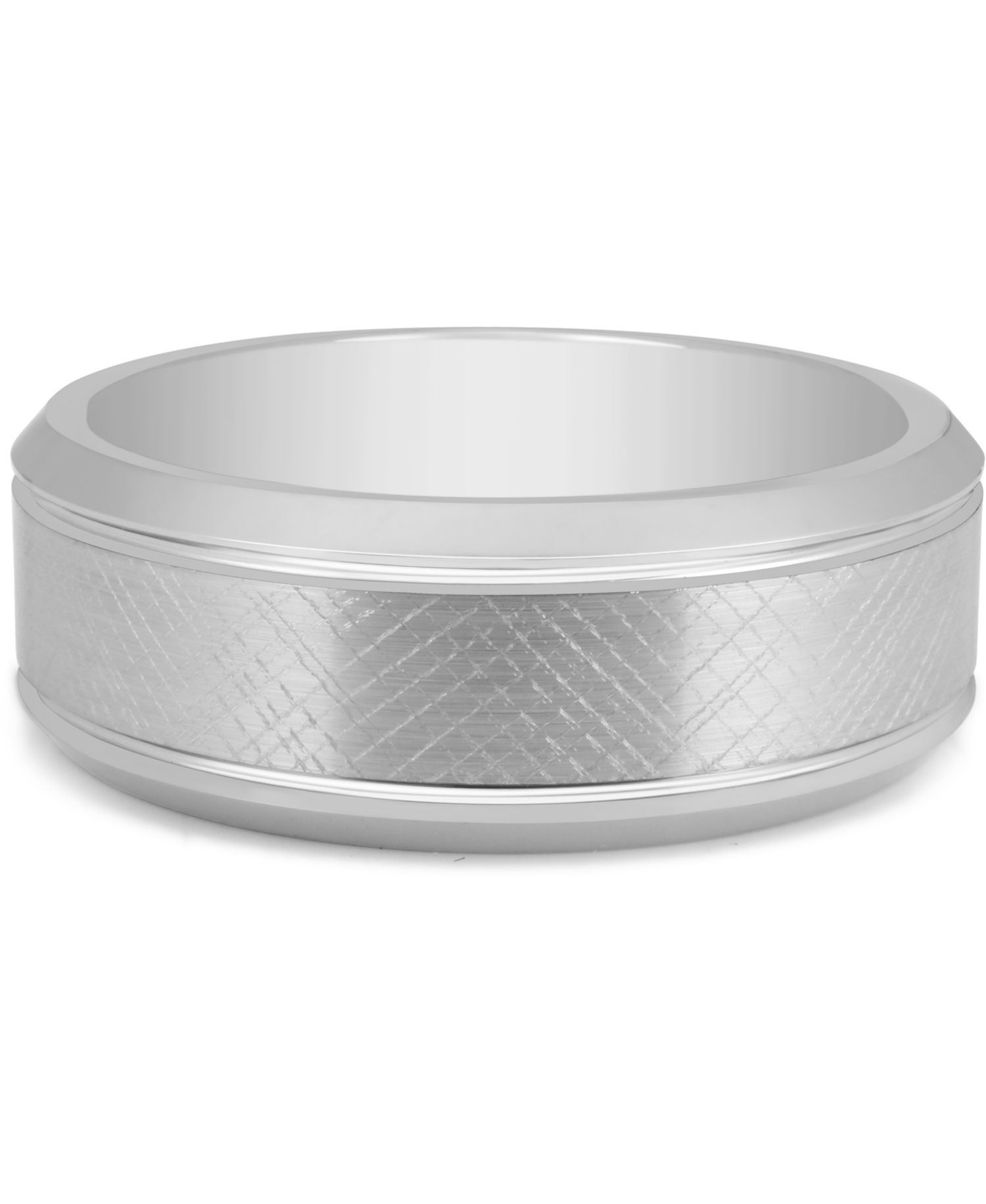 Men's Textured Bevel Band in White Ion-Plated Tantalum