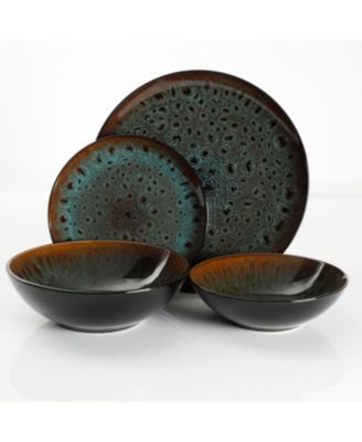 Kyoto Teal 16-piece Double Bowls Dinnerware Set, Service for 4