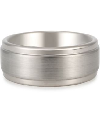 Macy's - Men's Satin Finish Step Edge Band in Tantalum