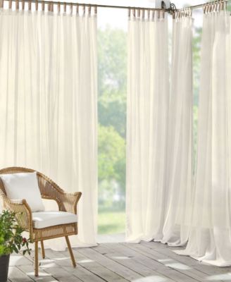Darien Solid Indoor/Outdoor Sheer Adhesive Loop Tab Top Window Curtain Panel
