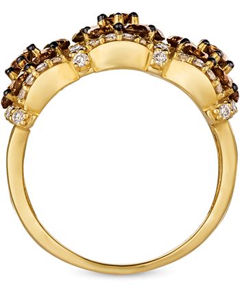 Le Vian - Chocolate Diamond (1-3/4 ct. t.w.) & Nude Diamond (1/2 ct. t.w.) Triple Cluster Ring in 14k Gold