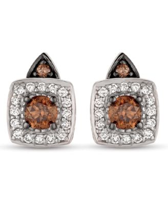Chocolate by Petite Chocolate and White Diamond Stud Earrings (1/3 ct. t.w.) in 14k Rose, Yellow or White Gold 