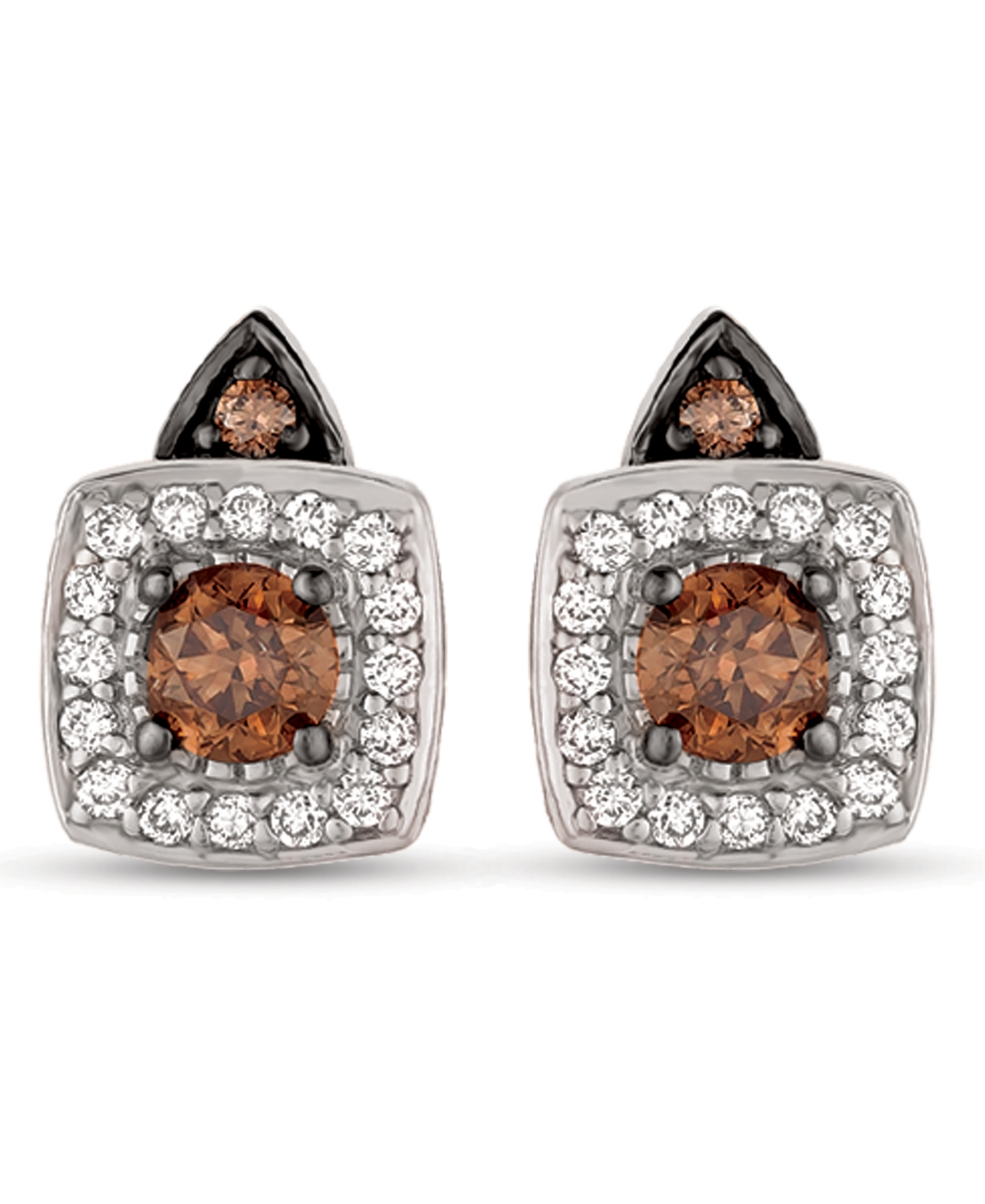 Chocolate by Petite Le Vian Chocolate and White Diamond Stud Earrings (1/3 ct. t.w.) in 14k Rose, Yellow or- White Gold