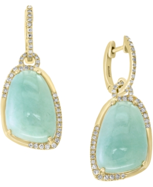 image of Effy Jade (17 x 12mm) & Diamond (3/8 ct. t.w.) Drop Earrings in 14k Gold